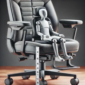 A close-up of an ergonomic office chair with adjustable seat height, designed specifically for short people, showcasing comfort and support features.