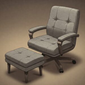 Illustration showing a couch office chair paired with an ottoman, providing additional comfort and support