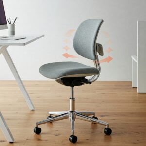 "An ergonomic office furniture stool with lumbar support, showcasing its focus on comfort and posture."