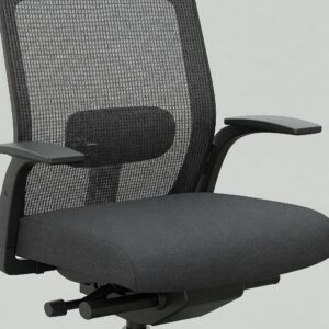 Close-up illustration of a worker chair with a breathable mesh back for ventilation and comfort.