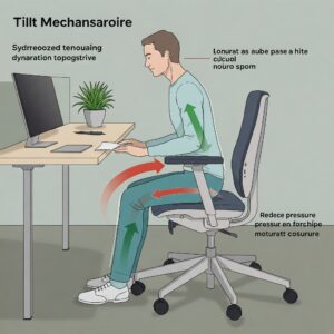 "Illustration of the tilt mechanism of an office chair, showing how it promotes dynamic sitting and reduces pressure on the hips." best office chair for hip pain