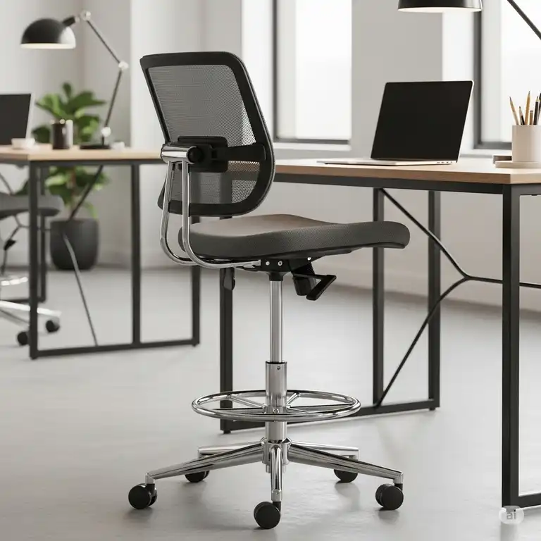Modern ergonomic backless office chair with adjustable height, perfect for improving posture and core strength in a contemporary workspace.