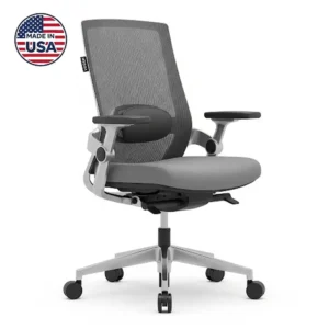 A modern task chair, designed and manufactured in the USA, with a focus on durability and functionality for daily use as american made office chairs.