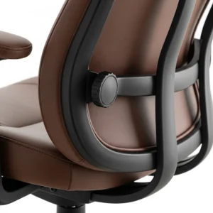 Close-up view of adjustable lumbar support on a high-quality office chair, highlighting an essential feature of a good herman miller alternative.