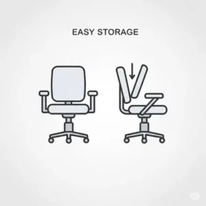 "Icon illustrating the easy storage of an office chair flip up arms when its arms are flipped up."
