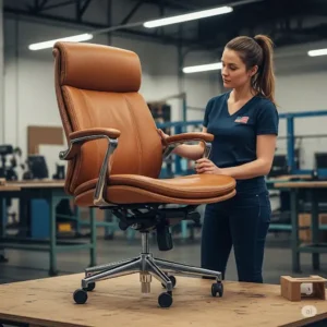 Stylized image showcasing the quality and attention to detail in the construction of american made office chairs, representing superior craftsmanship.