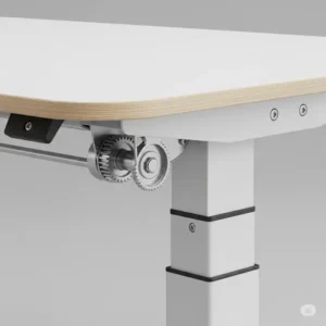 "Material details of a white desk adjustable"