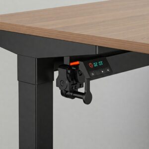 "Close-up of the height adjustment mechanism of a 72 inch standing desk, highlighting its ergonomic features."