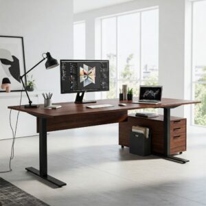 "A 72 inch standing desk in a room setting, illustrating its generous size and presence."
