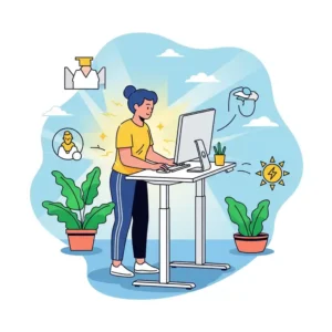 "Health and productivity benefits of a white desk adjustable"