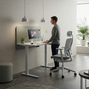 "Movement desk supporting an active lifestyle and well-being in a modern workspace."