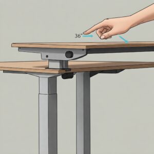 36 standing desk adjustable mechanism close-up, emphasizing its ease of use.