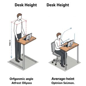 "Animated illustration demonstrating how desk extensions can improve reach and comfort for a desk for tall person."