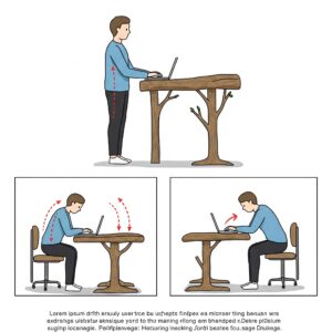 "Illustration showing the ergonomic advantages of using branch desks for posture."