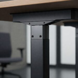Close view of the smooth and reliable pneumatic cylinder in a pneumatic standing desk.