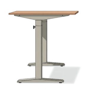 Illustration emphasizing the stable and robust design of a sit stand desk frame, capable of supporting various desktop weights.