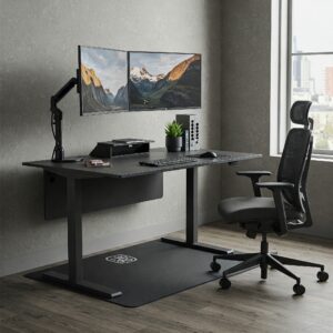 "Recommended accessories for your stand desk setup: monitor arm, anti-fatigue mat - standdesk review."
