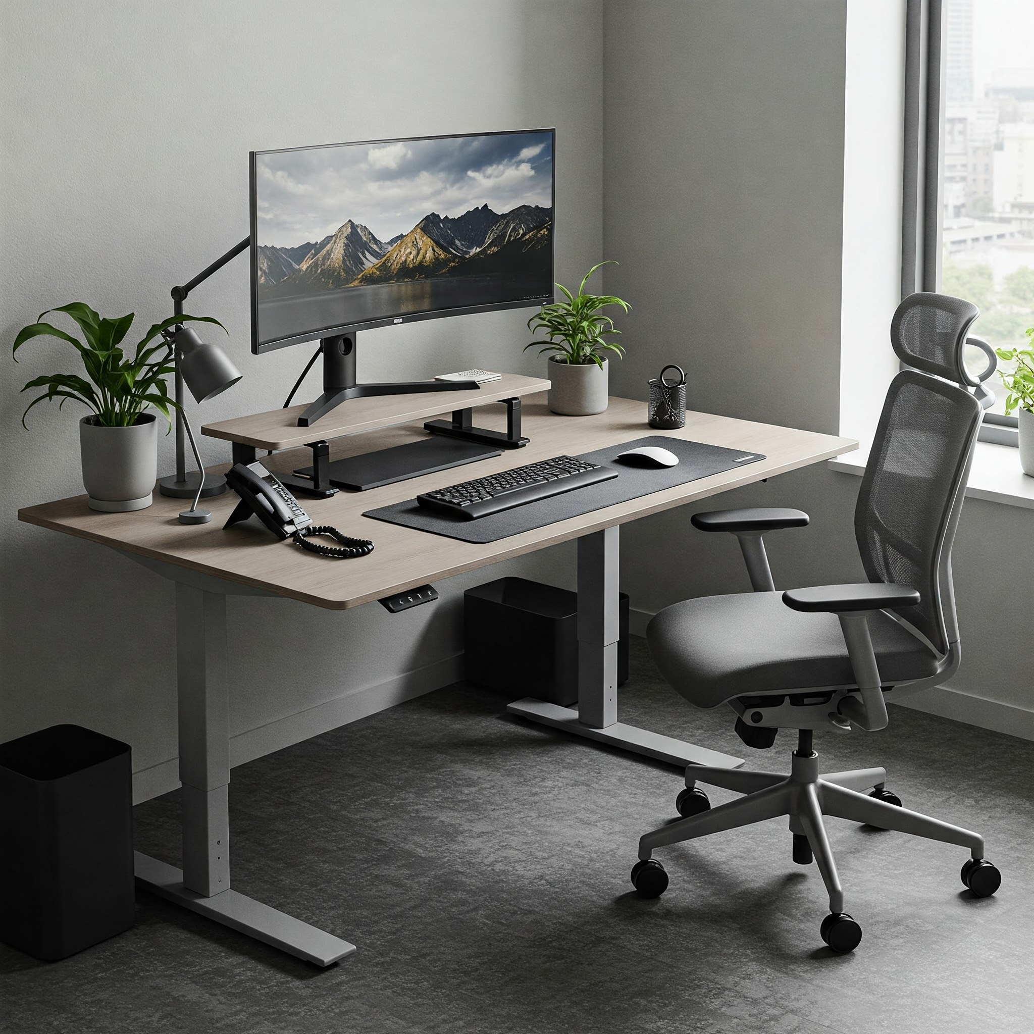 "Ergonomic stand desk setup for a comfortable and productive workspace - standdesk review."