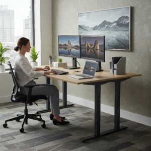 "Key features to consider when buying a stand desk: height adjustability, stability, surface area - standdesk review."