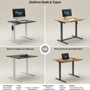 "Comparison of different stand desk types: electric, manual, converter - standdesk review."