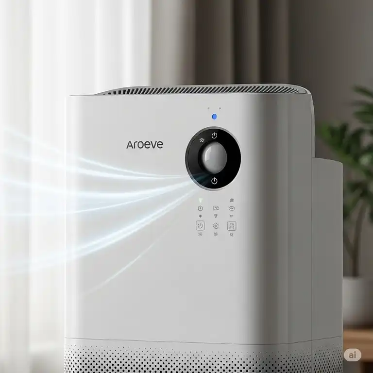 Aroeve air purifiers creating a clean, healthy home environment in a modern living room.