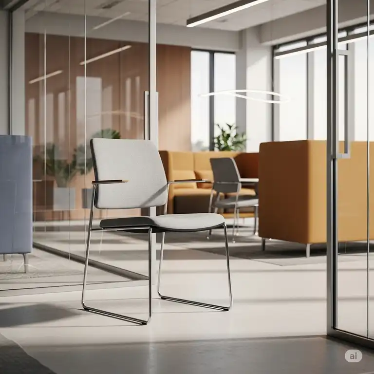 A sleek, modern office side chairs in a contemporary workspace, perfect for guest seating or collaborative areas.