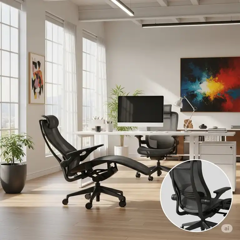 "Ergonomic zero gravity office recliner in a modern workspace, designed for ultimate comfort and back support."