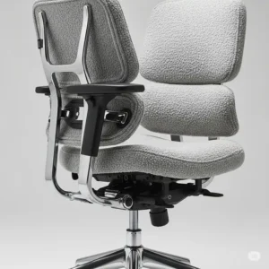 Ergonomic boucle office chair showcasing adjustable features for optimal support and comfort.