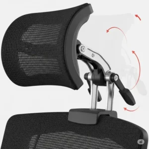 "Close-up of office chair headrest adjustment mechanism."
