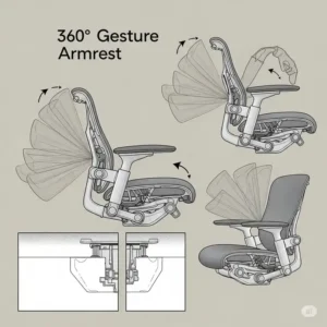 Detailed look at the versatile armrests of the Steelcase Gesture, a key feature in the **herman miller embody vs steelcase gesture** debate.