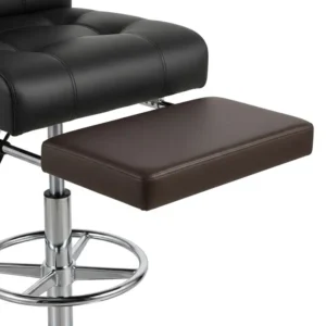 Detailed view of a bar height office chair's integrated footrest, designed for enhanced comfort and support.