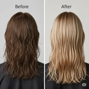 Before and after comparison showcasing the clean, refreshed look of hair treated with Davines Purifying Shampoo.