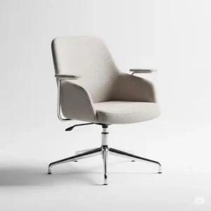 Modern boucle task chair with sleek lines and a minimalist aesthetic, ideal for any office.