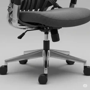 Durable five-star base and smooth-rolling casters of a bungee desk chair, built for stability and mobility.