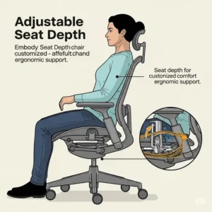 Examining the adjustable seat depth of the Herman Miller Embody, a comfort factor in **herman miller embody vs steelcase gesture**.