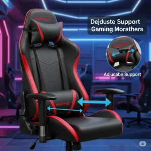 "Gaming chair with office chair headrest for extended sessions."