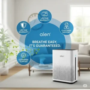 "A simplified comparison chart highlighting key features of different Alen air purifier models, aiding readers in an informed decision from an Alen air purifier review."
