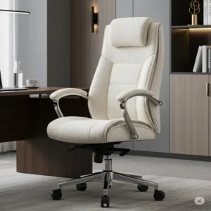 Luxurious boucle executive office chair, designed for ultimate comfort and a sophisticated professional look.