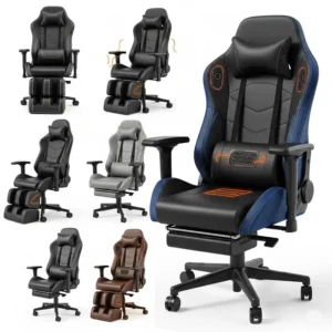 "Collection of premium office chair with massage and heat, available in various colors and high-quality materials."