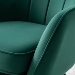 Close-up view of the luxurious velvet upholstery on an office accent chair, highlighting its soft texture and rich color.