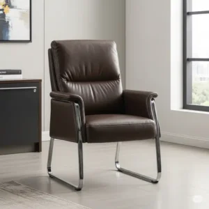 Luxurious leather office guest chair, adding a touch of elegance to any executive office or waiting room.