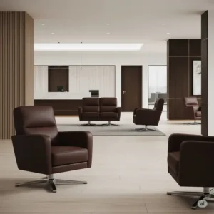 Luxurious leather office reception chairs, ideal for creating an upscale and professional waiting room environment.