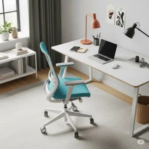 Stylish Poppin ergonomic office chair in a contemporary workspace, complementing other poppin office supplies for comfort and productivity.