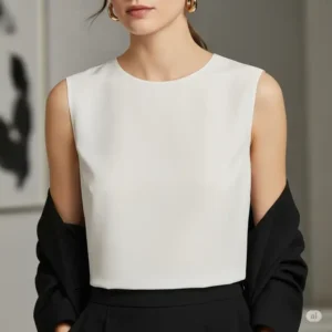 Sleeveless shell top, a perfect layering piece and chic office tops for women.