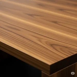 Detailed close-up showing the intricate natural wood grain and a smooth, protective finish on a high-quality wood for office desk surface.