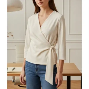 Chic wrap office tops for women, a comfortable and fashionable option.