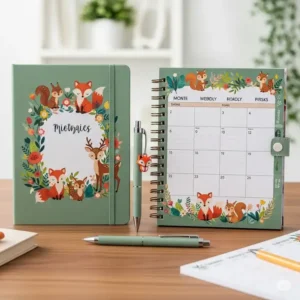 Close-up of charming decorative paper clips, featuring whimsical designs like flowers and clouds, adding a touch of cuteness to documents.