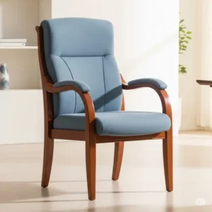 Comfortable office guest chair with armrests, providing additional support for visitors.