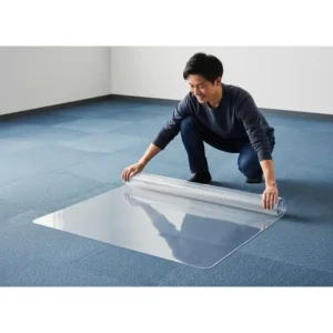 Office chair mat for carpeted floors polycarbonate in a functional home office setup, enhancing desk area ergonomics and carpet longevity.
