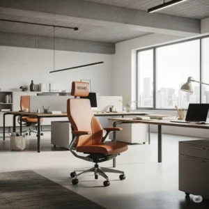 Stylish Recaro office seat integrated into a sleek, modern office environment.